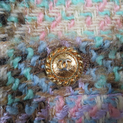 CHANEL Vintage 018 28363 90's Coco Mark Button Tweed Jacket With Belt Skirt