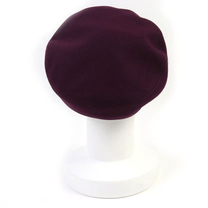 Hermes Santoleno 100% Cashmere With Serie Buttons Leather Use Beret Wine Red