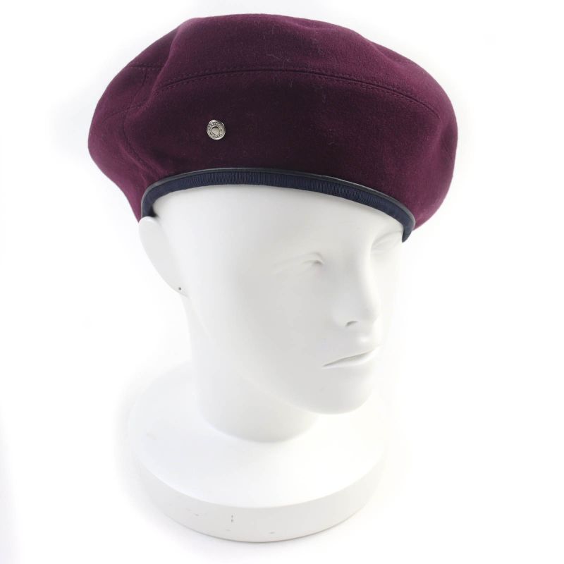 Hermes Santoleno 100% Cashmere With Serie Buttons Leather Use Beret Wine Red