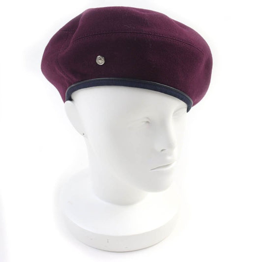 Hermes Santoleno 100% Cashmere With Serie Buttons Leather Use Beret Wine Red