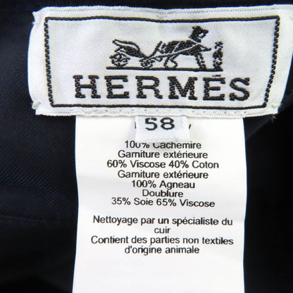 Hermes Santoleno 100% Cashmere With Serie Buttons Leather Use Beret Wine Red