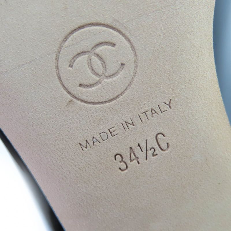 CHANEL 16C G31503 Coco Mark Patent Leather Flat Pumps Black 34.5 With Box And