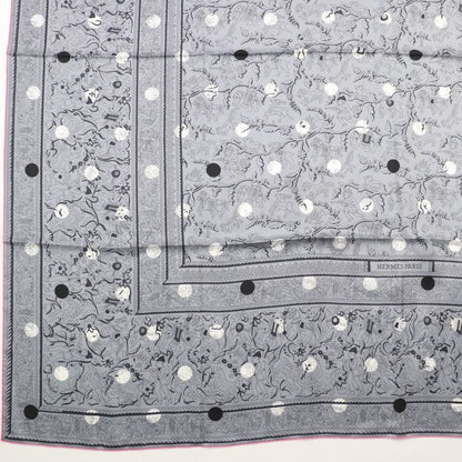 Hermes Carre Geant Carre 140 Indian Hunting 100% Silk Gris/blanc Scarf With Box