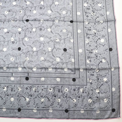 Hermes Carre Geant Carre 140 Indian Hunting 100% Silk Gris/blanc Scarf With Box