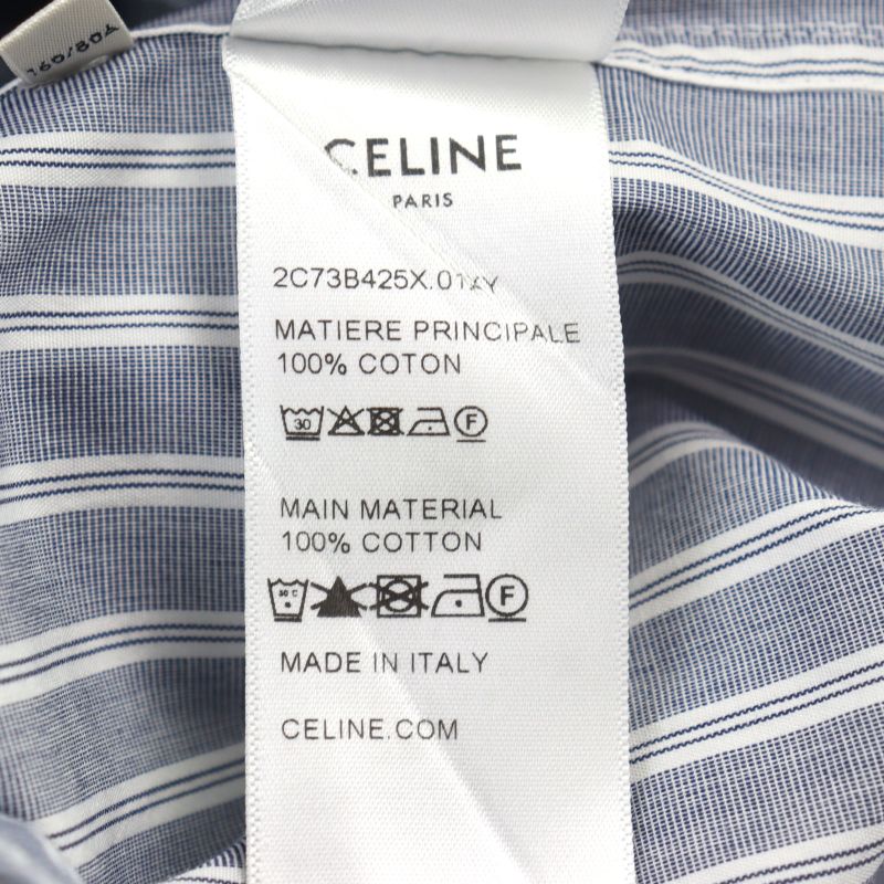 Celine 2c73b425x Oversized Shirt IN Striped Cotton Eddy Triomphe Long Sleeve