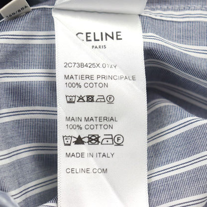 Celine 2c73b425x Oversized Shirt IN Striped Cotton Eddy Triomphe Long Sleeve
