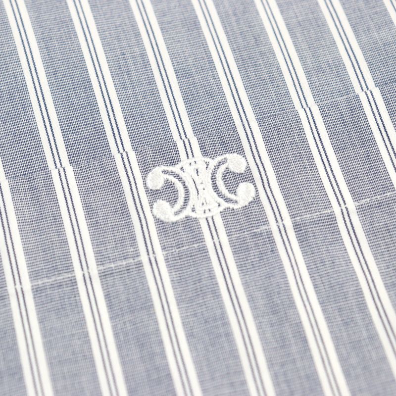 Celine 2c73b425x Oversized Shirt IN Striped Cotton Eddy Triomphe Long Sleeve