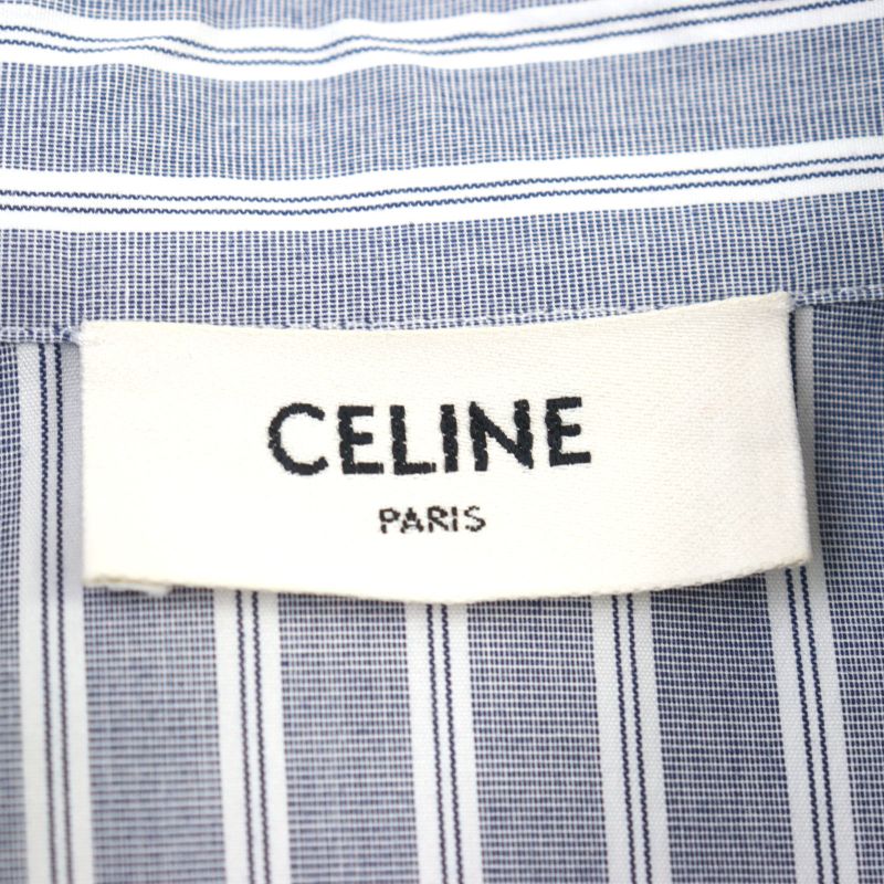 Celine 2c73b425x Oversized Shirt IN Striped Cotton Eddy Triomphe Long Sleeve