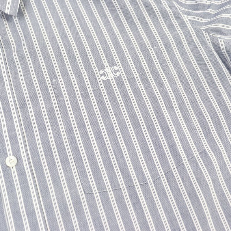 Celine 2c73b425x Oversized Shirt IN Striped Cotton Eddy Triomphe Long Sleeve