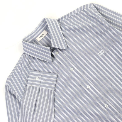Celine 2c73b425x Oversized Shirt IN Striped Cotton Eddy Triomphe Long Sleeve