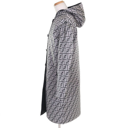 Fendi Ff0249 FF Logo Pattern Reversible Hooded Coat Grayish Black 46 With