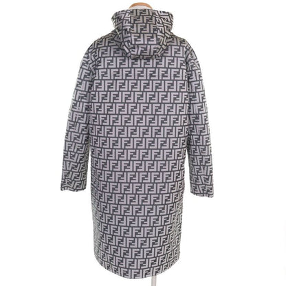 Fendi Ff0249 FF Logo Pattern Reversible Hooded Coat Grayish Black 46 With