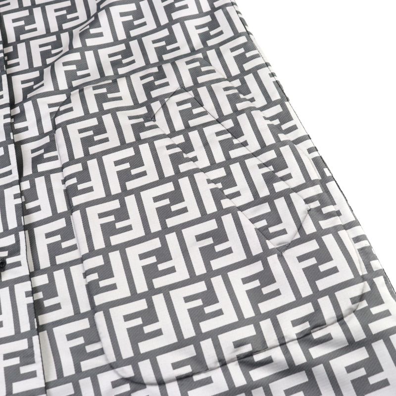 Fendi Ff0249 FF Logo Pattern Reversible Hooded Coat Grayish Black 46 With