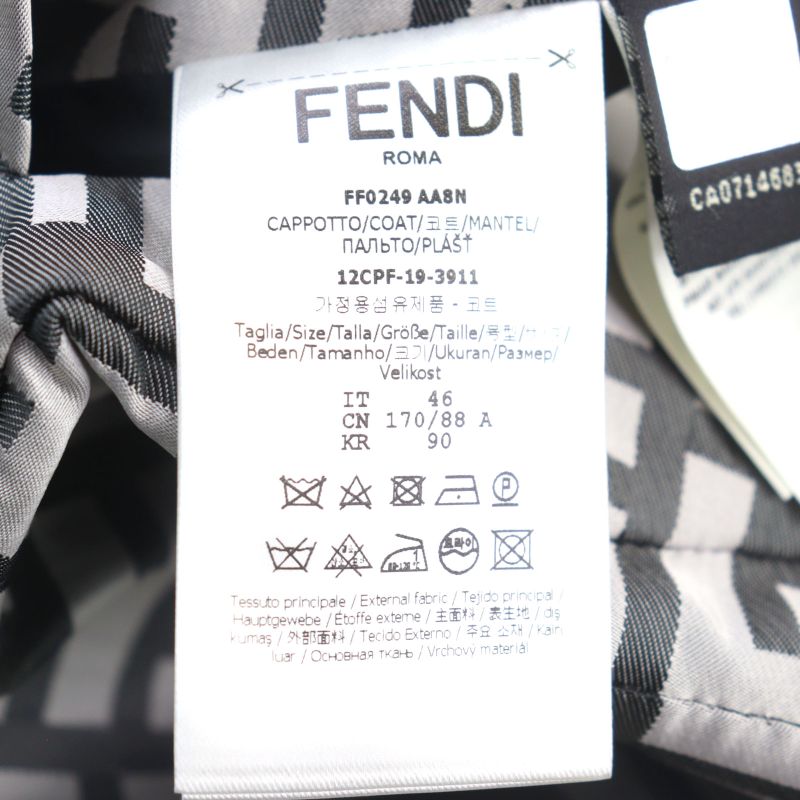Fendi Ff0249 FF Logo Pattern Reversible Hooded Coat Grayish Black 46 With