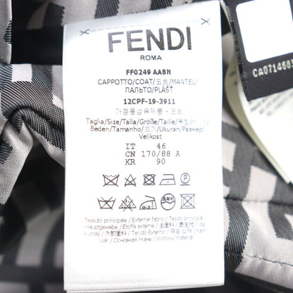 Fendi Ff0249 FF Logo Pattern Reversible Hooded Coat Grayish Black 46 With