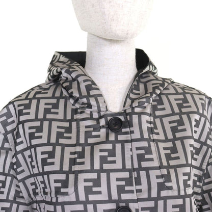 Fendi Ff0249 FF Logo Pattern Reversible Hooded Coat Grayish Black 46 With