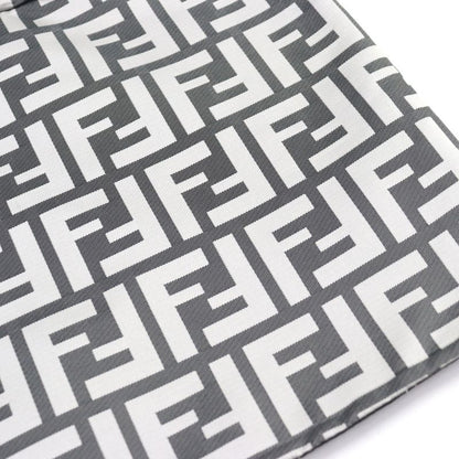 Fendi Ff0249 FF Logo Pattern Reversible Hooded Coat Grayish Black 46 With