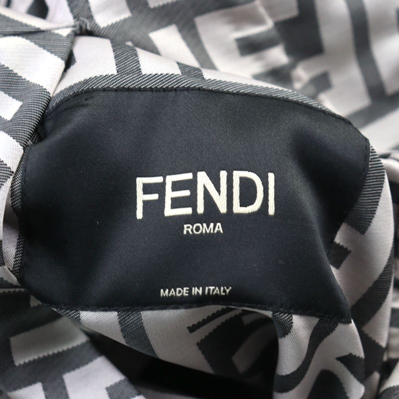 Fendi Ff0249 FF Logo Pattern Reversible Hooded Coat Grayish Black 46 With