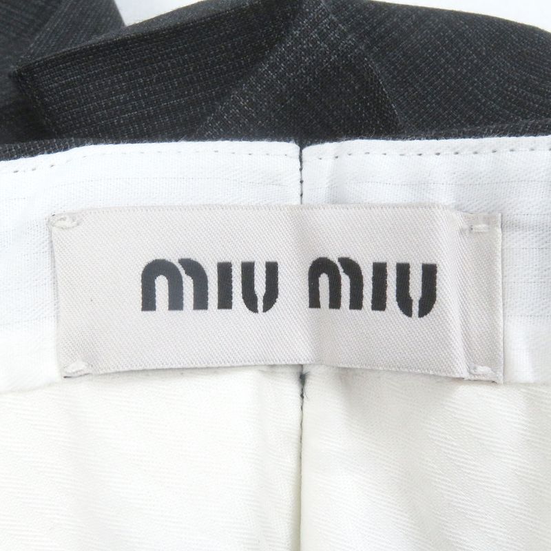 Miu Miu Miu 2024 Dna971 Glen Check Slacks Trousers Pants Dark Gray 44 Made In