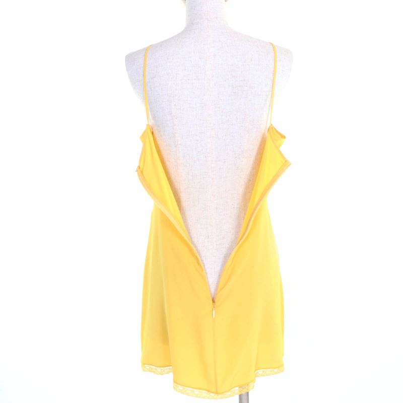 Gucci 728125 100% Silk Round Collar Chiffon Dress With Inner Lining Yellow 36