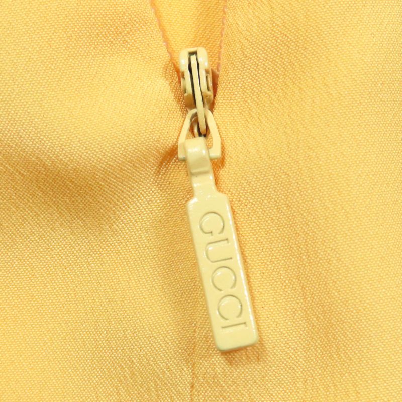 Gucci 728125 100% Silk Round Collar Chiffon Dress With Inner Lining Yellow 36