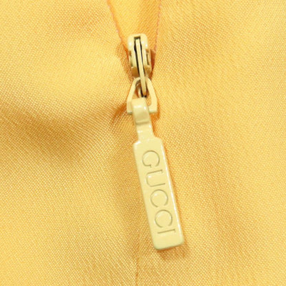 Gucci 728125 100% Silk Round Collar Chiffon Dress With Inner Lining Yellow 36