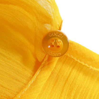 Gucci 728125 100% Silk Round Collar Chiffon Dress With Inner Lining Yellow 36