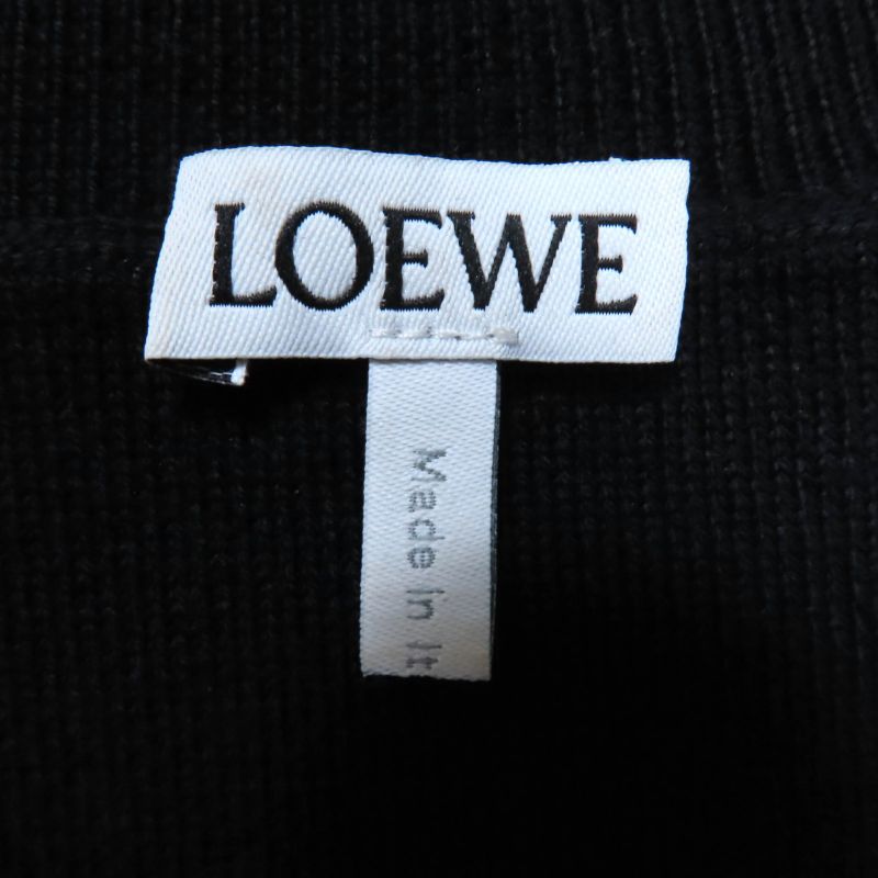 LOEWE S540y14kbg 3D Anagram Cropped Wool Knit Sweater Black L Made In Italy