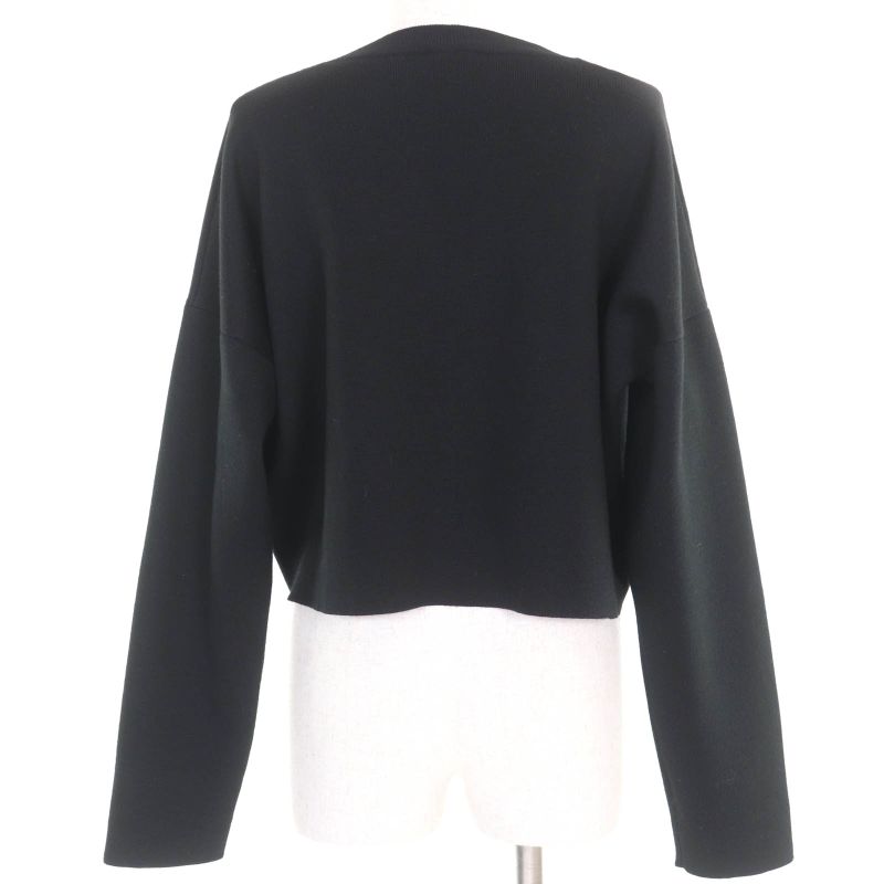 LOEWE S540y14kbg 3D Anagram Cropped Wool Knit Sweater Black L Made In Italy