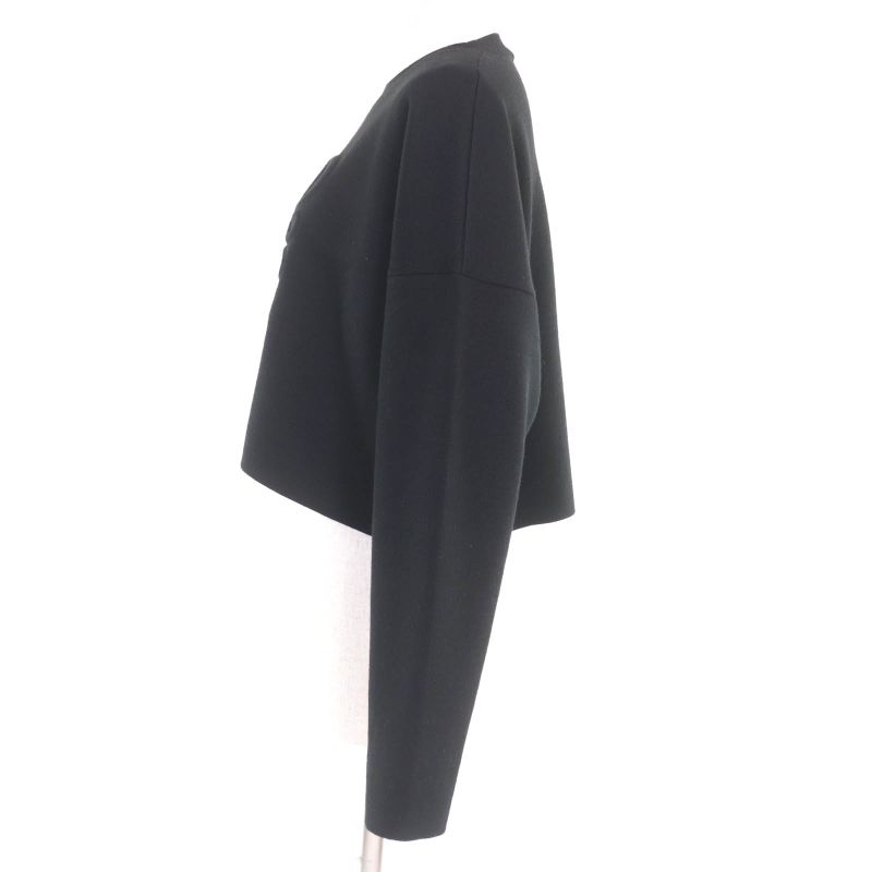 LOEWE S540y14kbg 3D Anagram Cropped Wool Knit Sweater Black L Made In Italy