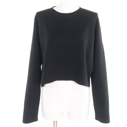 LOEWE S540y14kbg 3D Anagram Cropped Wool Knit Sweater Black L Made In Italy
