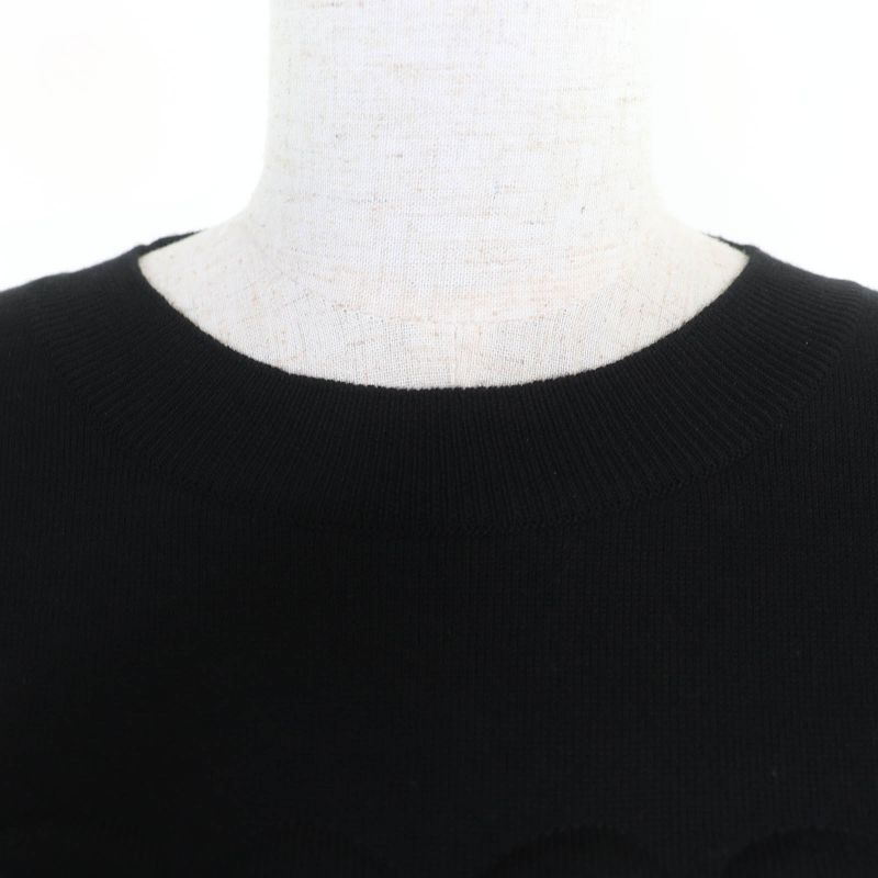 LOEWE S540y14kbg 3D Anagram Cropped Wool Knit Sweater Black L Made In Italy