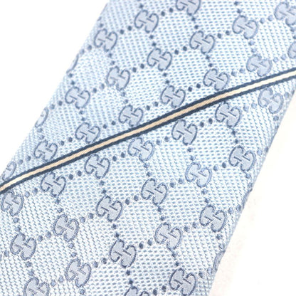 Gucci 562827 100% Silk Cravat GG Pattern Allover Tie Light Blue With Box Made