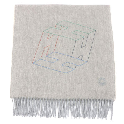  Hermes H Perpetual 100% Cashmere Purchased 2024 Embroidered Fringed Scarf