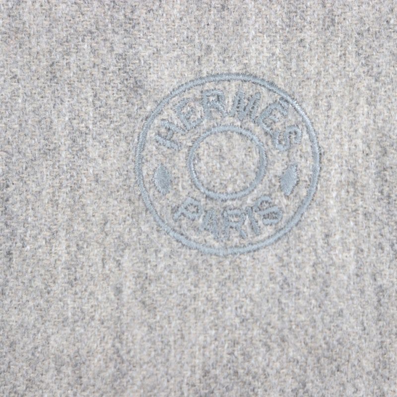  Hermes H Perpetual 100% Cashmere Purchased 2024 Embroidered Fringed Scarf