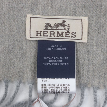  Hermes H Perpetual 100% Cashmere Purchased 2024 Embroidered Fringed Scarf