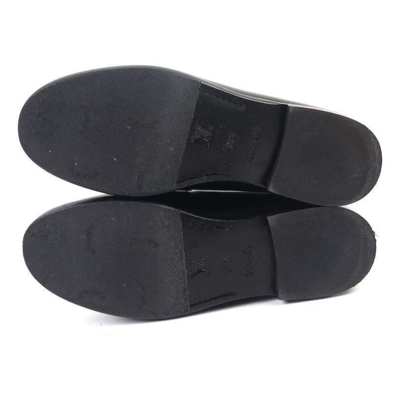 Louis Vuitton 1abiba Chess Loafer LV Circle Leather Shoes Black Gold Hardware