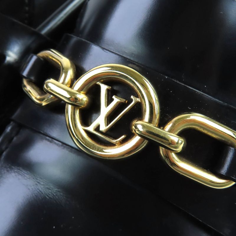Louis Vuitton 1abiba Chess Loafer LV Circle Leather Shoes Black Gold Hardware