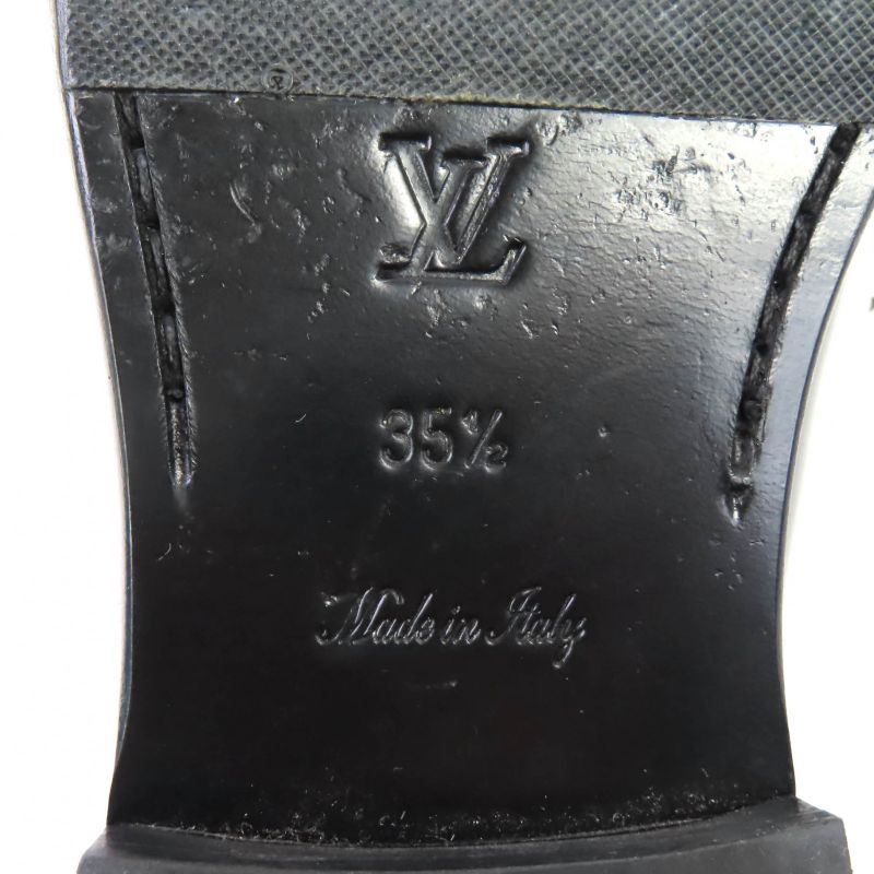 Louis Vuitton 1abiba Chess Loafer LV Circle Leather Shoes Black Gold Hardware