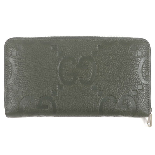 Gucci 739482 Leather Jumbo GG Round Zip 739482 Long Wallet Long Wallet Organizer