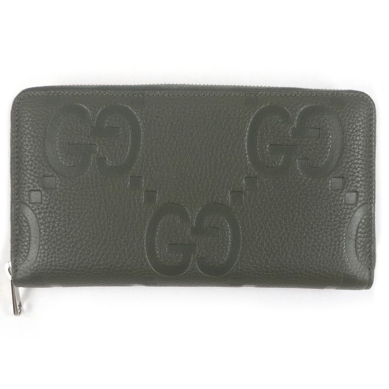 Gucci 739482 Leather Jumbo GG Round Zip 739482 Long Wallet Long Wallet Organizer