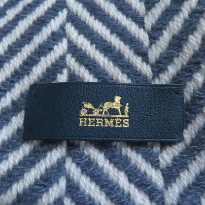 Hermes 100% Cashmere Chevron Patterned Large Scarf Shawl With Cowhide Blunt