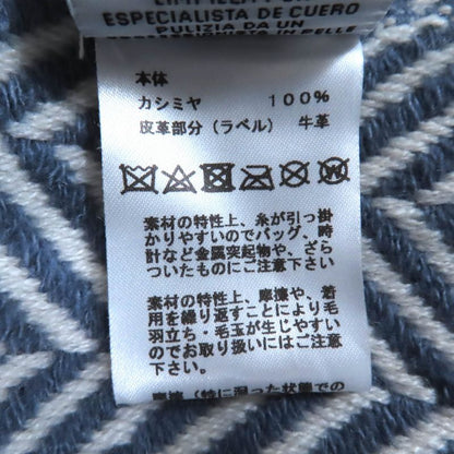 Hermes 100% Cashmere Chevron Patterned Large Scarf Shawl With Cowhide Blunt