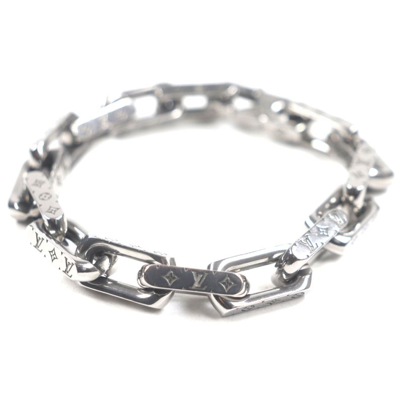 Louis Vuitton M00309 Bracelet Monogram Chain Metal Silver Men's