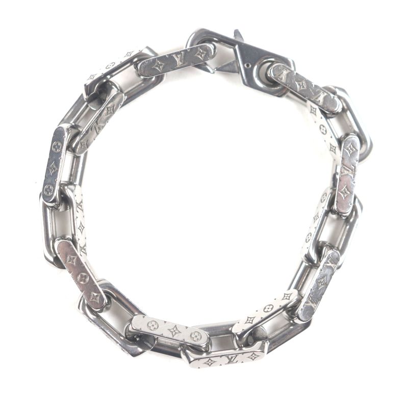 Louis Vuitton M00309 Bracelet Monogram Chain Metal Silver Men's