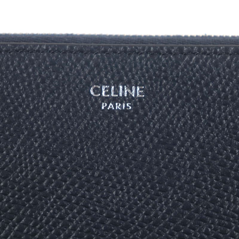 Celine 10b553bel Grained Calfskin Leather Large Zip Wallet Round Zipper Long