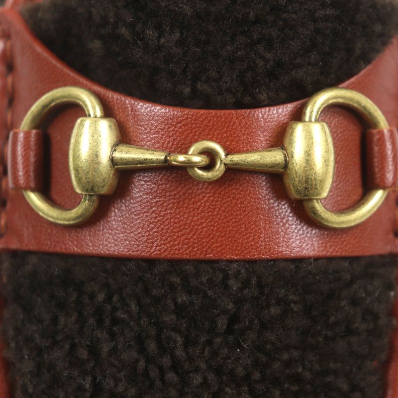 Gucci 716017 Boa Leather Horsebit Moccasin U-tip Slip-on Loafer Brown 6