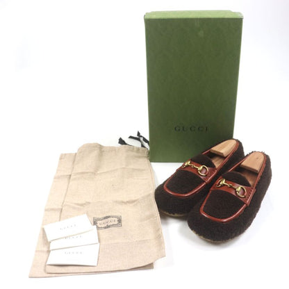 Gucci 716017 Boa Leather Horsebit Moccasin U-tip Slip-on Loafer Brown 6