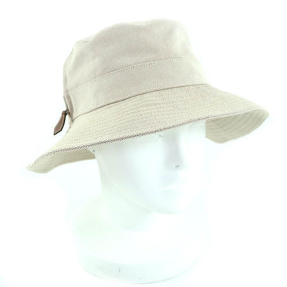 Hermes 100% Cotton 100% Linen Lining Leather Use Hat Bucket Hat Beige 56 Made