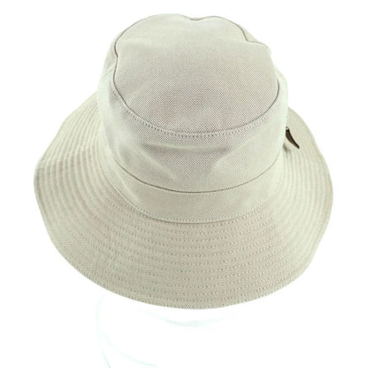 Hermes 100% Cotton 100% Linen Lining Leather Use Hat Bucket Hat Beige 56 Made